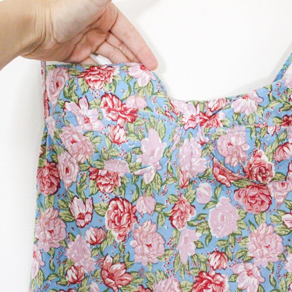 Motel Alvina Bodycon Dress In Bloom Floral Blue Base - Picture 7 of 9